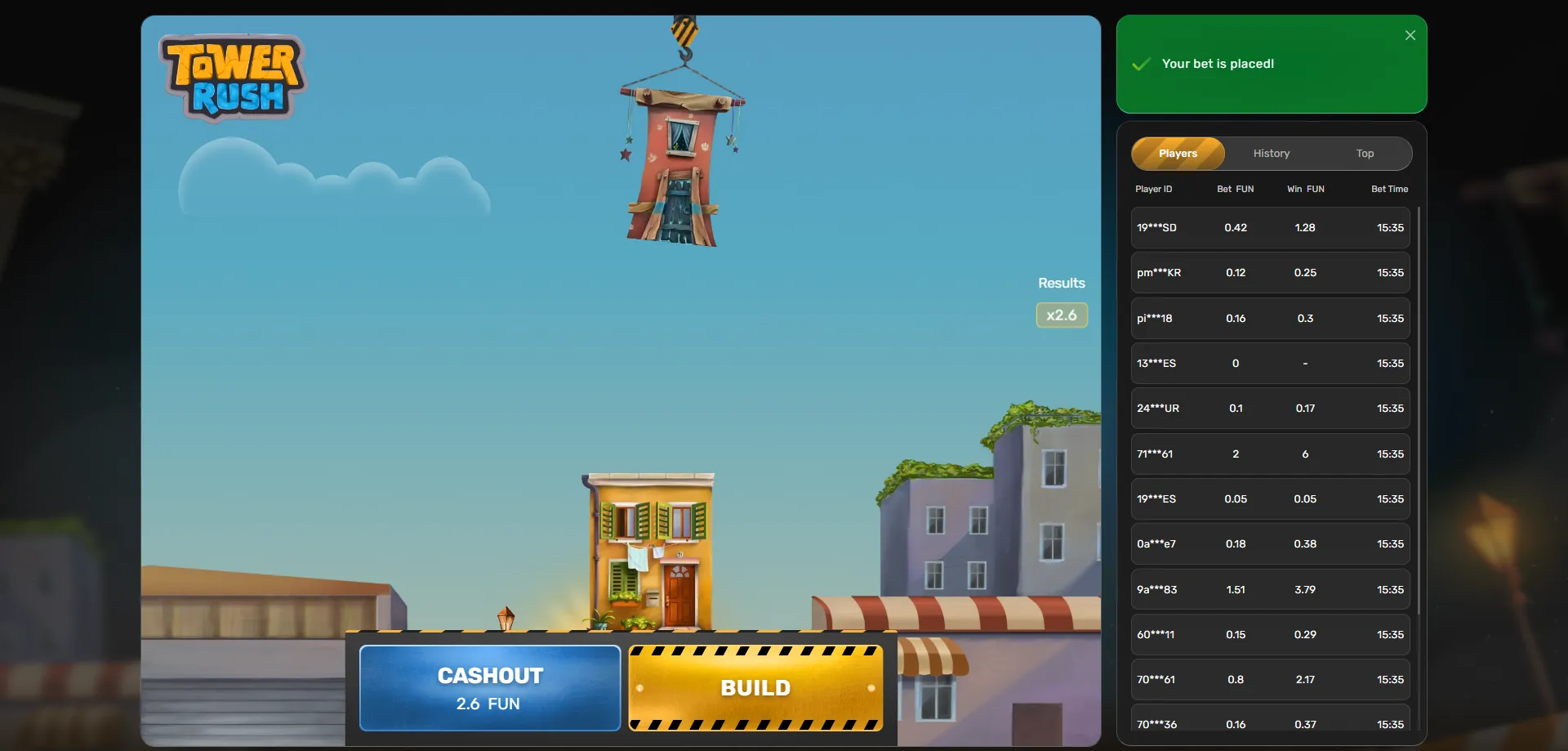 شاشة بدء لعبة tower rush demo للاعبين المصريين